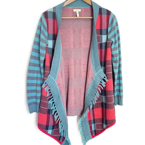 Matilda Jane‎ Steadfast Plaid Fringe Printed Cardigan - Picture 2 of 8